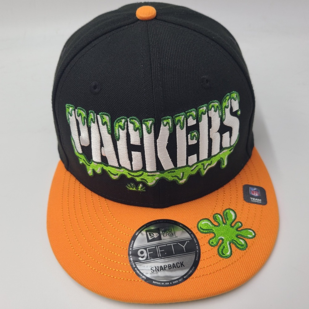 Green Bay Packers Hat Snapback 9Fifty New Era Black Orange NFL Nickelodeon Slime